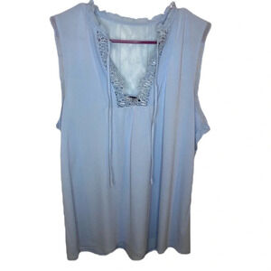 Express light blue v neck tank top blouse with lace